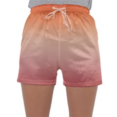 Vermilion Coral Sunset Gradient Ombre Sleepwear Shorts by SpinnyChairDesigns