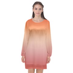 Vermilion Coral Sunset Gradient Ombre Long Sleeve Chiffon Shift Dress  by SpinnyChairDesigns