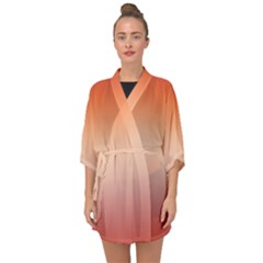 Vermilion Coral Sunset Gradient Ombre Half Sleeve Chiffon Kimono by SpinnyChairDesigns