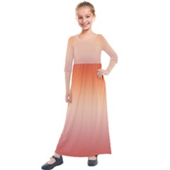 Vermilion Coral Sunset Gradient Ombre Kids  Quarter Sleeve Maxi Dress by SpinnyChairDesigns