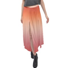 Vermilion Coral Sunset Gradient Ombre Velour Split Maxi Skirt by SpinnyChairDesigns