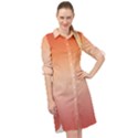 Vermilion Coral Sunset Gradient Ombre Long Sleeve Mini Shirt Dress View1