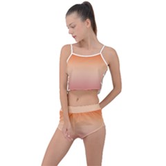 Vermilion Coral Sunset Gradient Ombre Summer Cropped Co-ord Set by SpinnyChairDesigns