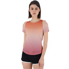 Vermilion Coral Sunset Gradient Ombre Back Cut Out Sport Tee by SpinnyChairDesigns