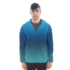 Blue Teal Green Gradient Ombre Colors Men s Hooded Windbreaker by SpinnyChairDesigns