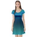 Blue Teal Green Gradient Ombre Colors Short Sleeve Skater Dress View1