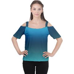 Blue Teal Green Gradient Ombre Colors Cutout Shoulder Tee