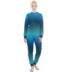 Blue Teal Green Gradient Ombre Colors Women s Lounge Set by SpinnyChairDesigns