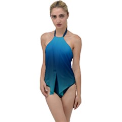 Blue Teal Green Gradient Ombre Colors Go With The Flow One Piece Swimsuit by SpinnyChairDesigns