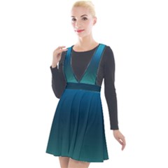 Blue Teal Green Gradient Ombre Colors Plunge Pinafore Velour Dress by SpinnyChairDesigns