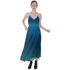 Blue Teal Green Gradient Ombre Colors Tie Back Maxi Dress by SpinnyChairDesigns