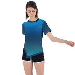 Blue Teal Green Gradient Ombre Colors Asymmetrical Short Sleeve Sports Tee by SpinnyChairDesigns