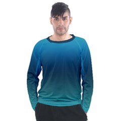 Blue Teal Green Gradient Ombre Colors Men s Long Sleeve Raglan Tee