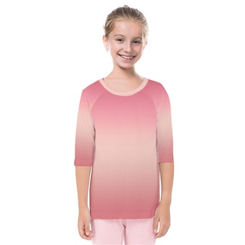 Pink Blush Gradient Ombre Colors Kids  Quarter Sleeve Raglan Tee by SpinnyChairDesigns