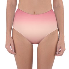 Pink Blush Gradient Ombre Colors Reversible High-waist Bikini Bottoms by SpinnyChairDesigns