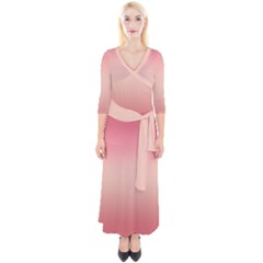 Pink Blush Gradient Ombre Colors Quarter Sleeve Wrap Maxi Dress by SpinnyChairDesigns