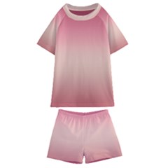 Pink Blush Gradient Ombre Colors Kids  Swim Tee And Shorts Set by SpinnyChairDesigns