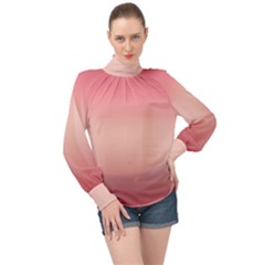 Pink Blush Gradient Ombre Colors High Neck Long Sleeve Chiffon Top by SpinnyChairDesigns