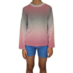 Tea Rose And Sage Gradient Ombre Colors Kids  Long Sleeve Swimwear by SpinnyChairDesigns