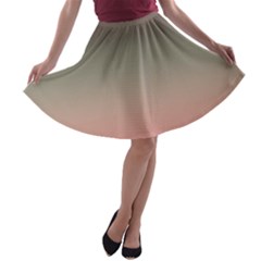 Tea Rose And Sage Gradient Ombre Colors A-line Skater Skirt by SpinnyChairDesigns