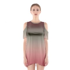 Tea Rose And Sage Gradient Ombre Colors Shoulder Cutout One Piece Dress by SpinnyChairDesigns