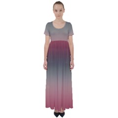 Tea Rose And Sage Gradient Ombre Colors High Waist Short Sleeve Maxi Dress by SpinnyChairDesigns