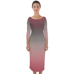 Tea Rose And Sage Gradient Ombre Colors Quarter Sleeve Midi Bodycon Dress by SpinnyChairDesigns