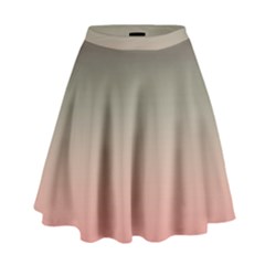 Tea Rose And Sage Gradient Ombre Colors High Waist Skirt by SpinnyChairDesigns