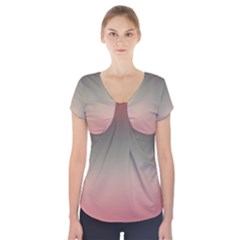 Tea Rose And Sage Gradient Ombre Colors Short Sleeve Front Detail Top by SpinnyChairDesigns