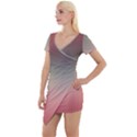 Tea Rose and Sage Gradient Ombre Colors Short Sleeve Asymmetric Mini Dress View1