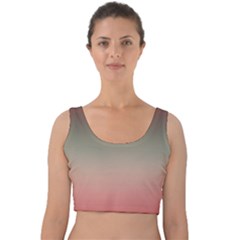 Tea Rose And Sage Gradient Ombre Colors Velvet Crop Top by SpinnyChairDesigns