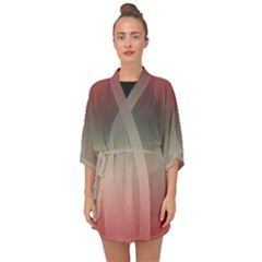 Tea Rose And Sage Gradient Ombre Colors Half Sleeve Chiffon Kimono by SpinnyChairDesigns