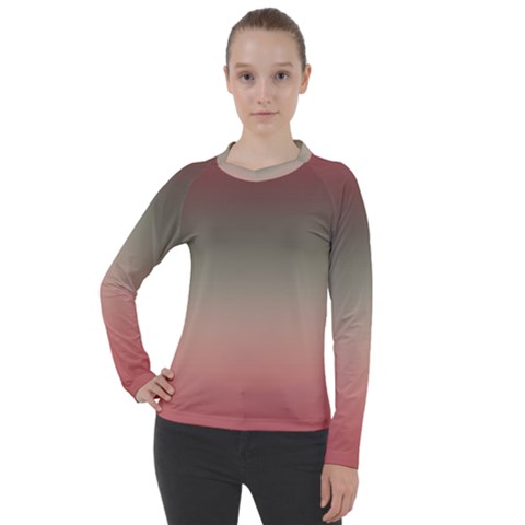 Tea Rose And Sage Gradient Ombre Colors Women s Pique Long Sleeve Tee by SpinnyChairDesigns