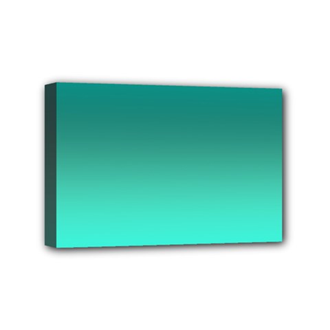 Teal Turquoise Green Gradient Ombre Mini Canvas 6  X 4  (stretched) by SpinnyChairDesigns