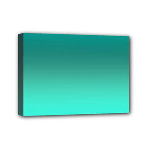 Teal Turquoise Green Gradient Ombre Mini Canvas 7  X 5  (stretched) by SpinnyChairDesigns