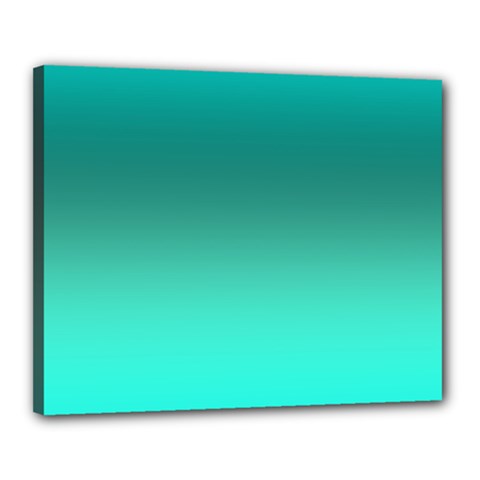 Teal Turquoise Green Gradient Ombre Canvas 20  X 16  (stretched) by SpinnyChairDesigns