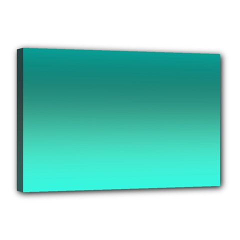 Teal Turquoise Green Gradient Ombre Canvas 18  X 12  (stretched) by SpinnyChairDesigns