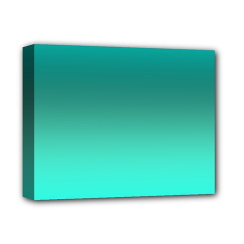 Teal Turquoise Green Gradient Ombre Deluxe Canvas 14  X 11  (stretched) by SpinnyChairDesigns