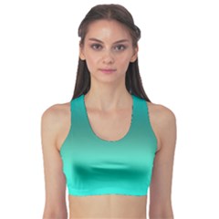 Teal Turquoise Green Gradient Ombre Sports Bra by SpinnyChairDesigns