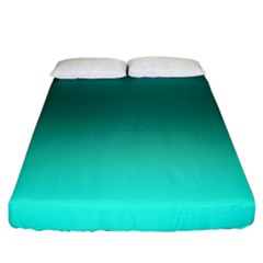 Teal Turquoise Green Gradient Ombre Fitted Sheet (king Size)