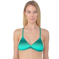 Teal Turquoise Green Gradient Ombre Reversible Tri Bikini Top by SpinnyChairDesigns