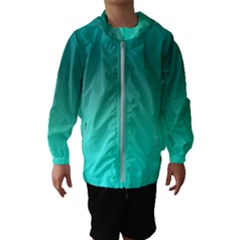 Teal Turquoise Green Gradient Ombre Kids  Hooded Windbreaker by SpinnyChairDesigns