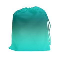 Teal Turquoise Green Gradient Ombre Drawstring Pouch (2xl) by SpinnyChairDesigns