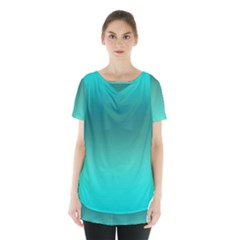 Teal Turquoise Green Gradient Ombre Skirt Hem Sports Top by SpinnyChairDesigns