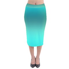 Teal Turquoise Green Gradient Ombre Velvet Midi Pencil Skirt by SpinnyChairDesigns