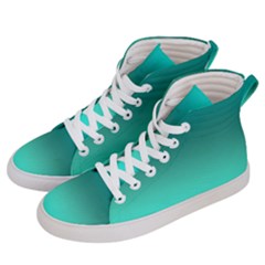 Teal Turquoise Green Gradient Ombre Women s Hi-top Skate Sneakers by SpinnyChairDesigns