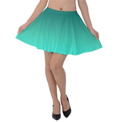 Teal Turquoise Green Gradient Ombre Velvet Skater Skirt by SpinnyChairDesigns