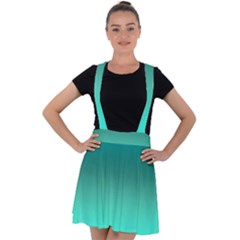 Teal Turquoise Green Gradient Ombre Velvet Suspender Skater Skirt by SpinnyChairDesigns