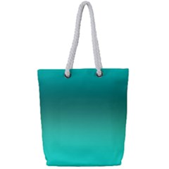 Teal Turquoise Green Gradient Ombre Full Print Rope Handle Tote (small) by SpinnyChairDesigns