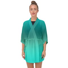 Teal Turquoise Green Gradient Ombre Half Sleeve Chiffon Kimono by SpinnyChairDesigns